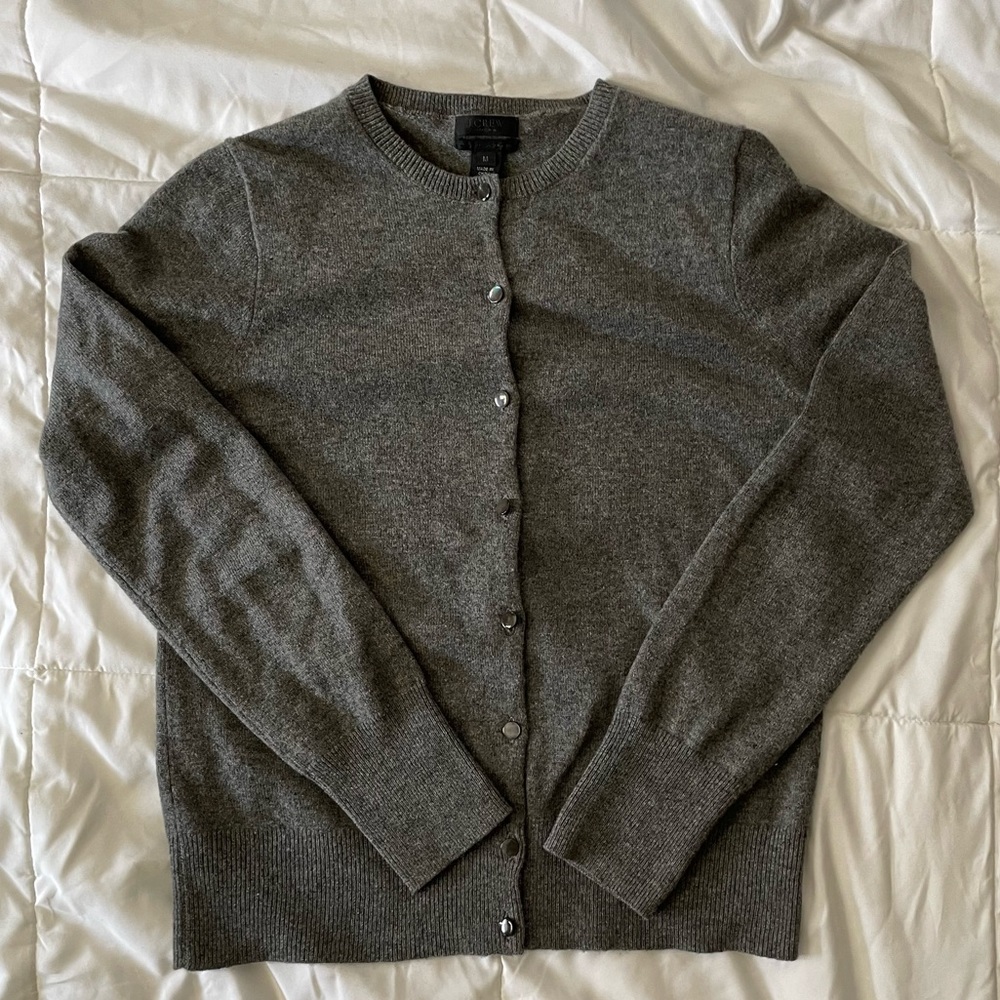 J.Crew Collection 100% Italian Cashmere Cardigan in Charcoal